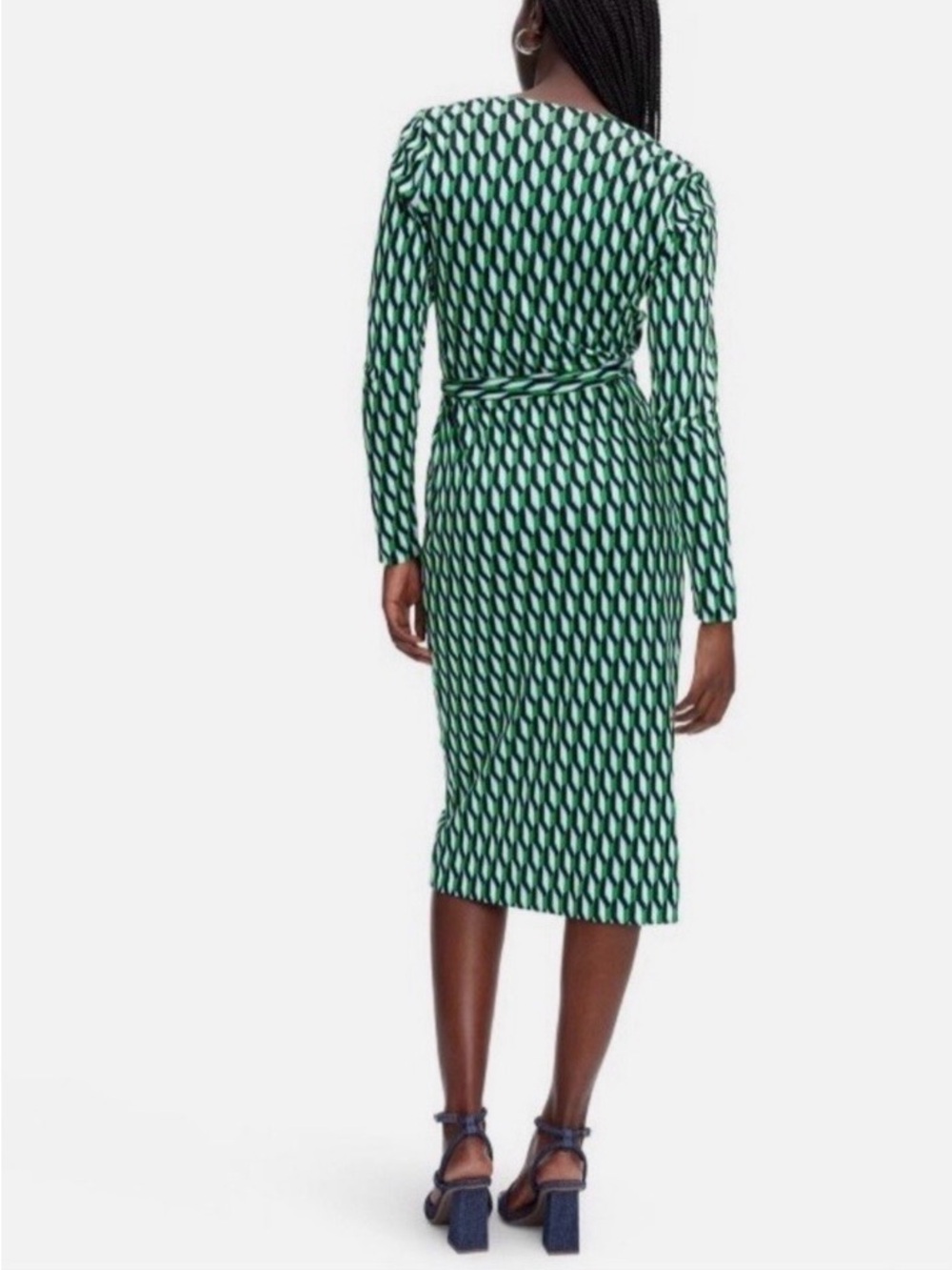 DVF x Target Long Sleeve Midi Wrap Geo Print Dress Sz M - Picture 4 of 9